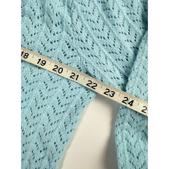Vtg 60s Cuddle Knit Easter Pastel Blue Popcorn Knit Granny Cardigan Sweater - Picture 4 of 6